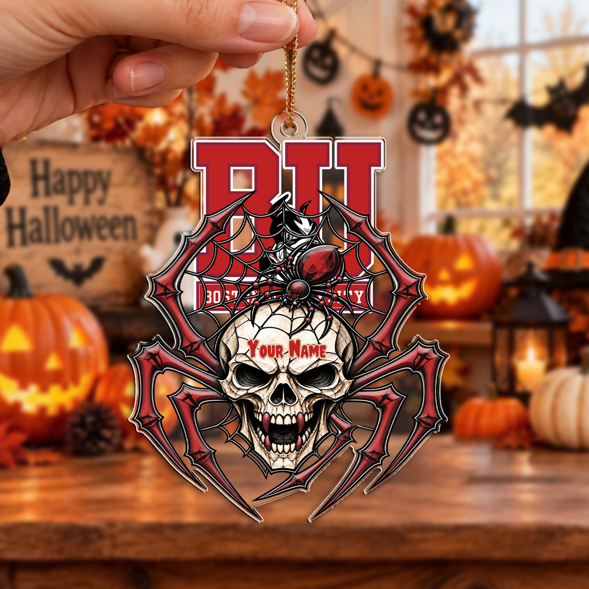 FINAL SALE - NEW CUSTOMIZED NCAA MFF05 BUT BOSTON UNIVERSITY TERRIERS HALLOWEEN ACRYLIC ORNAMENT