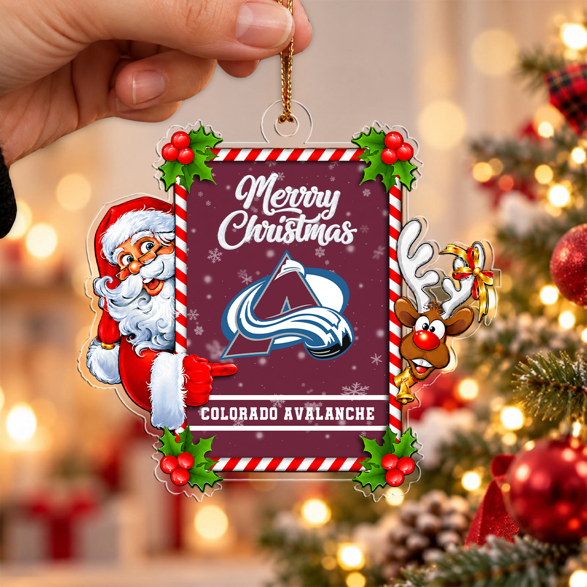 VIRAL EDITION - NEW CUSTOMIZED NHL05 CAL COLORADO AVALANCHE CHRISTMAS ACRYLIC ORNAMENT