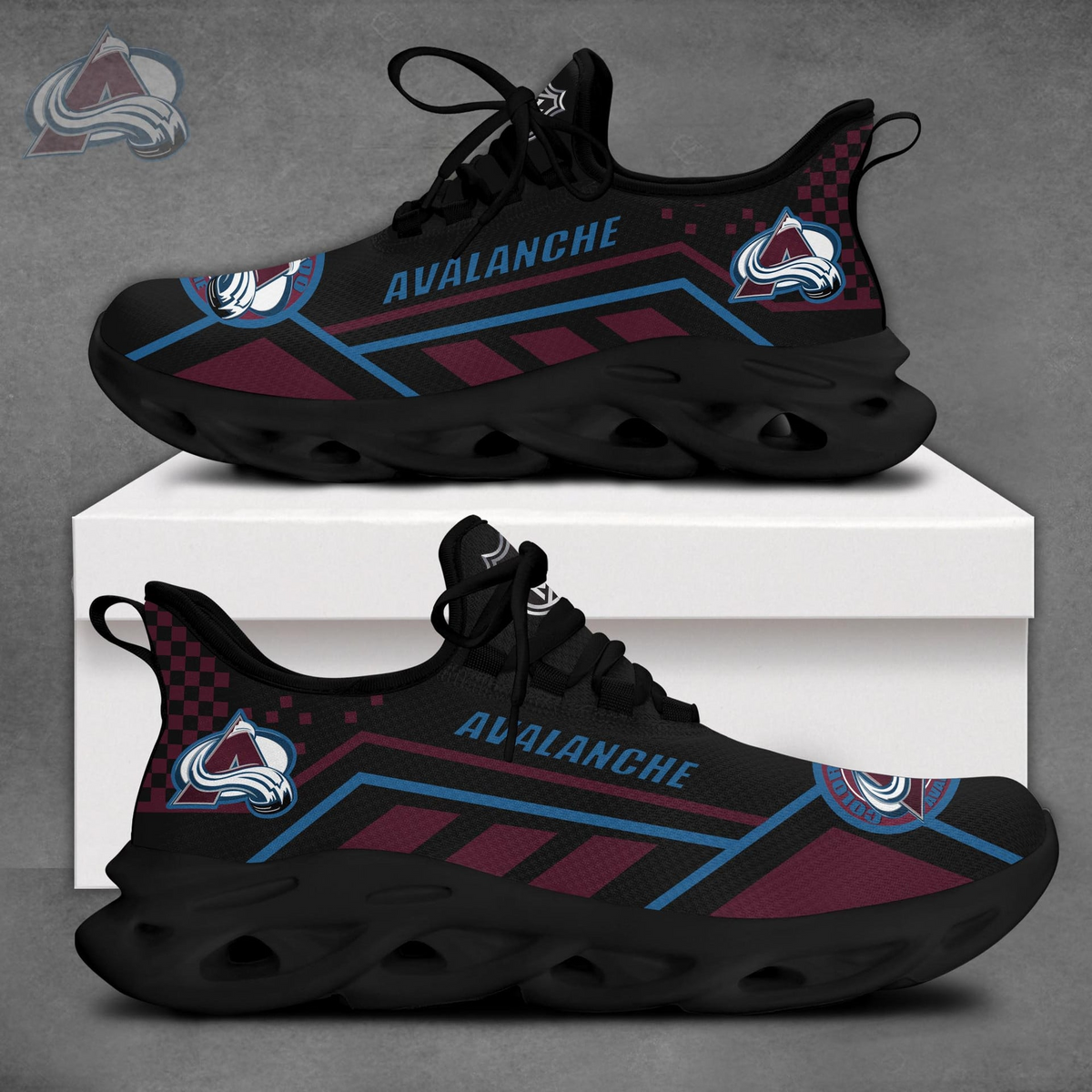 LIMITED EDITION - NEW CUSTOMIZED NHL05 CAL COLORADO AVALANCHE CLUNKY SNEAKERS
