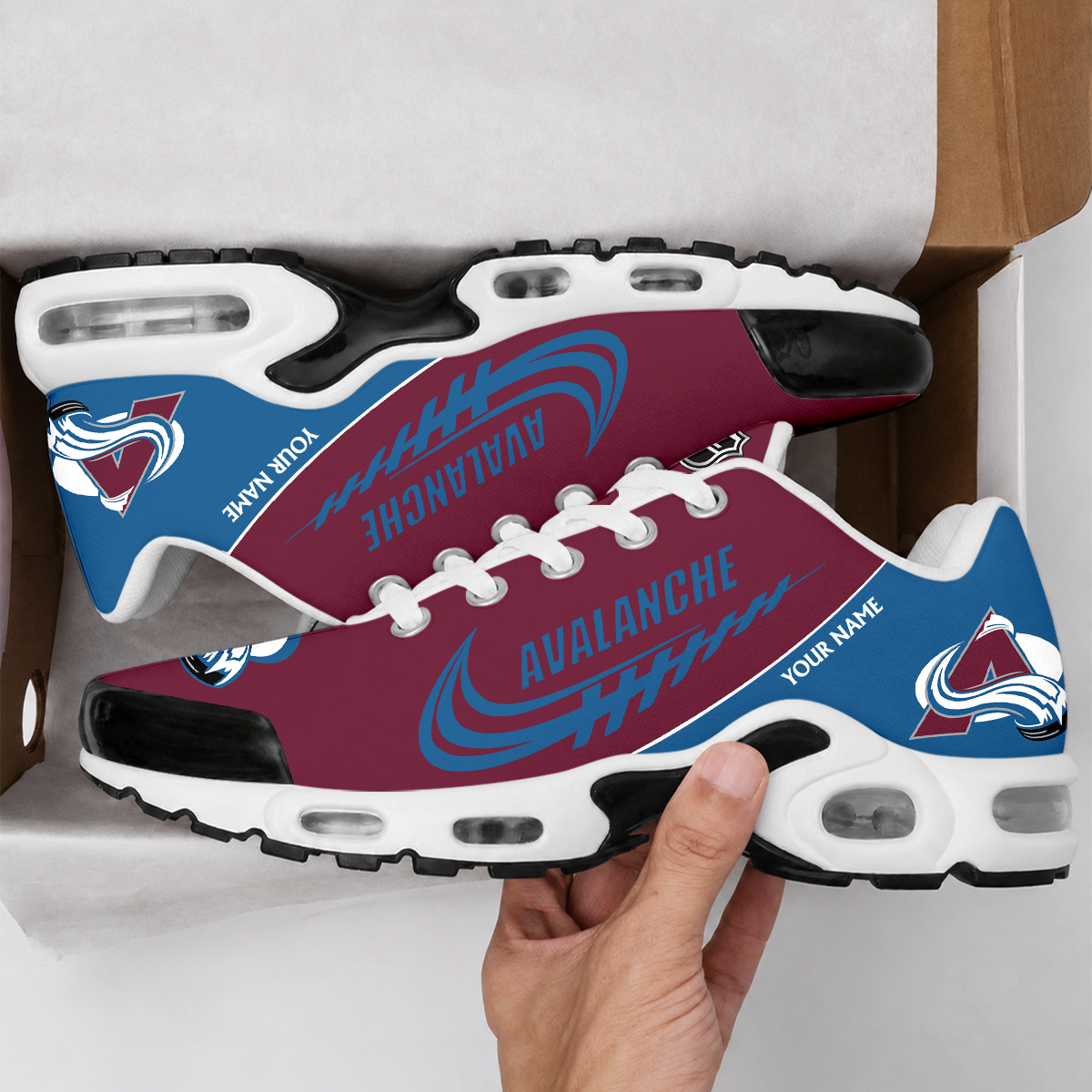 LIMITED EDITION - NEW CUSTOMIZED NHL05 CAL COLORADO AVALANCHE AIR MAX PLUS SNEAKERS