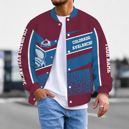 LIMITED EDITION - NEW CUSTOMIZED NHL05 CAL COLORADO AVALANCHE SATIN VARSITY JACKET & BASEBALL JACKET