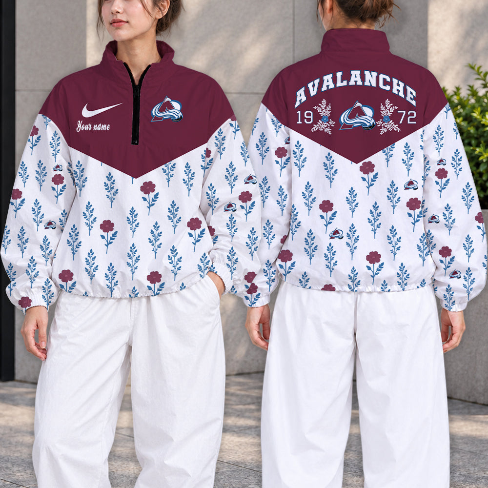 SPECIAL EDITION - NEW CUSTOMIZED NHL05 CAL COLORADO AVALANCHE V-NECK ZIPPER SWEATSHIRT JACKET