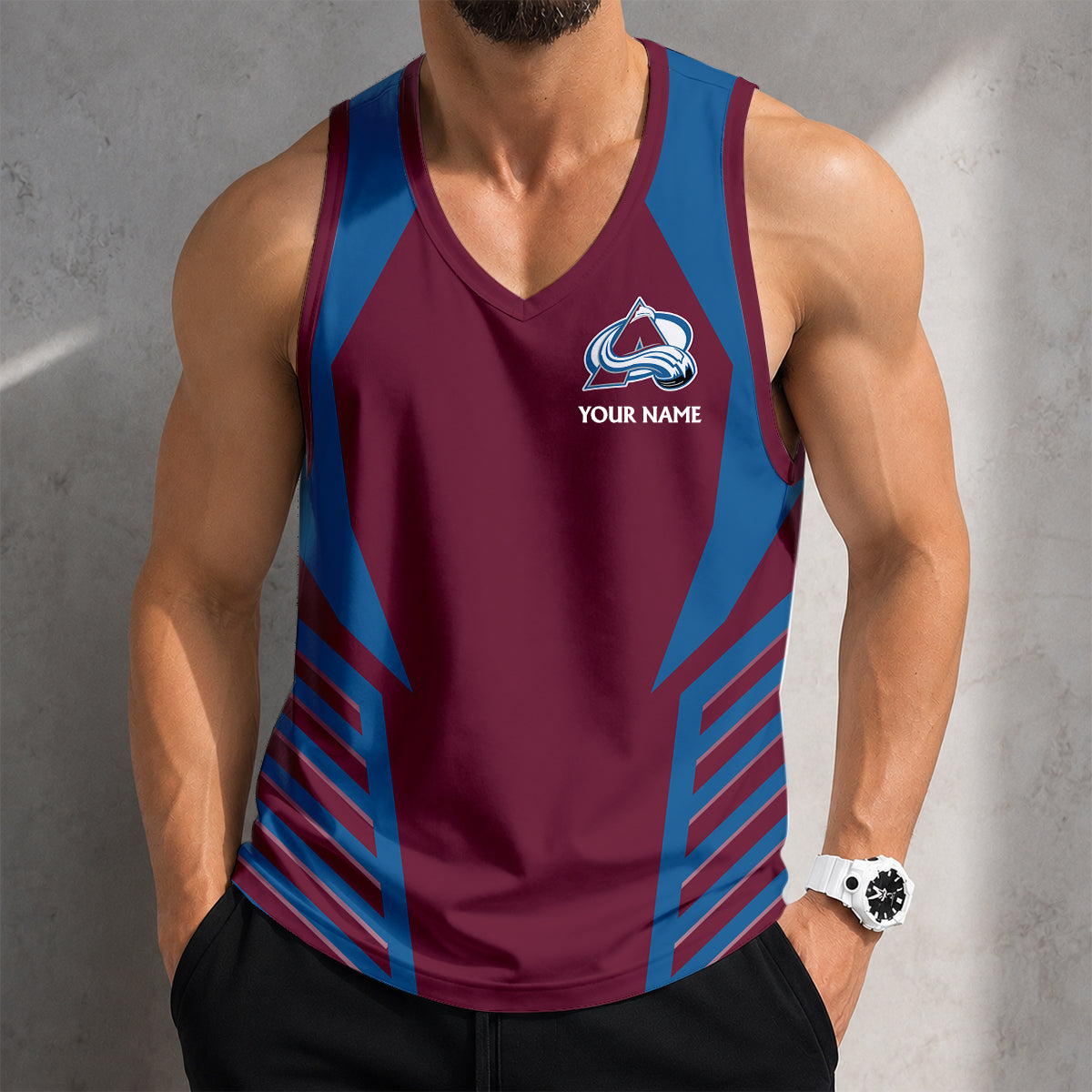 LIMITED EDITION - NEW CUSTOMIZED NHL05 CAL COLORADO AVALANCHE MEN'S TANK TOP