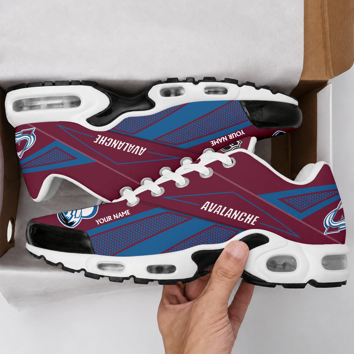 LIMITED EDITION - NEW CUSTOMIZED NHL05 CAL COLORADO AVALANCHE AIR MAX PLUS SNEAKERS