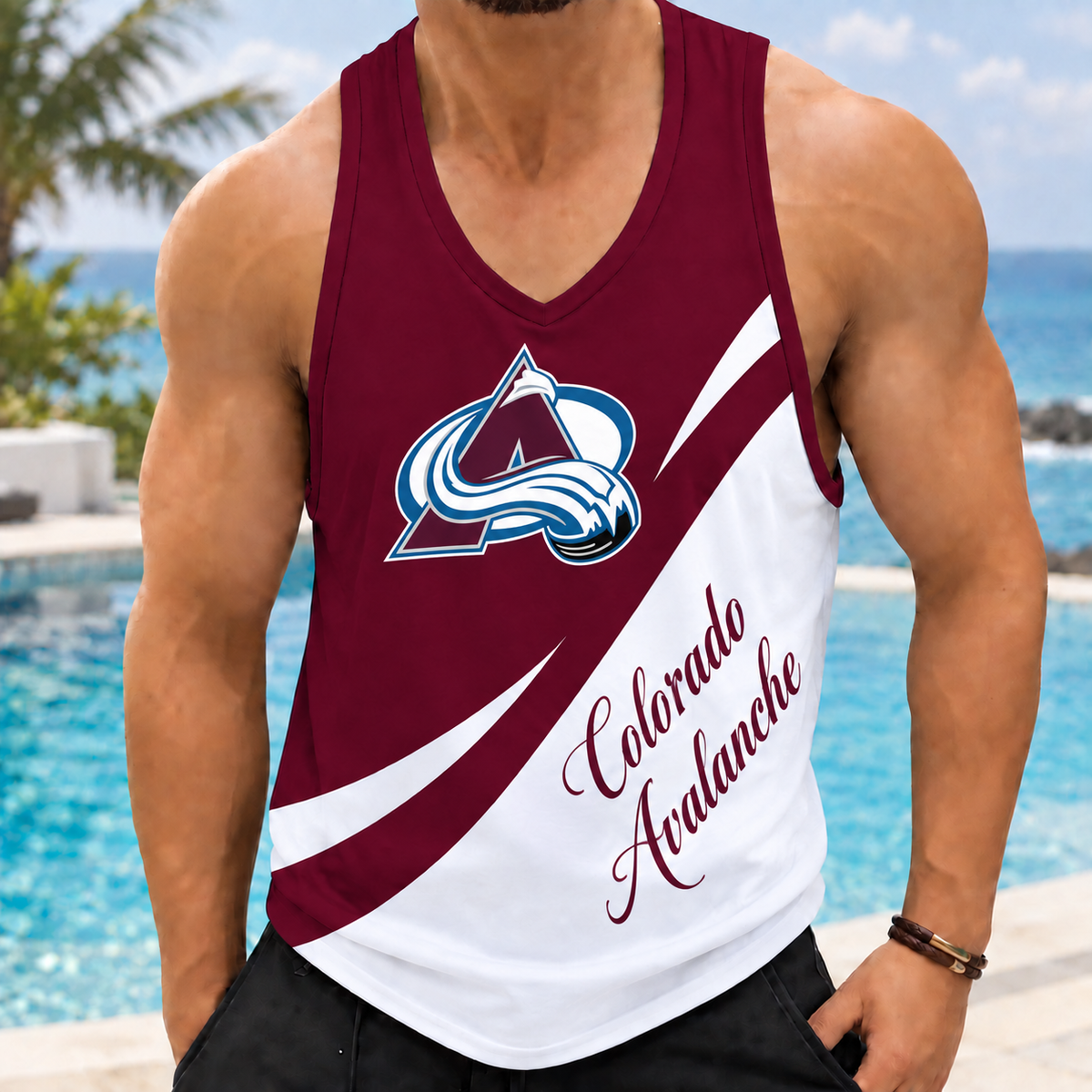 LIMITED EDITION - NEW CUSTOMIZED NHL05 CAL COLORADO AVALANCHE MEN'S TANK TOP