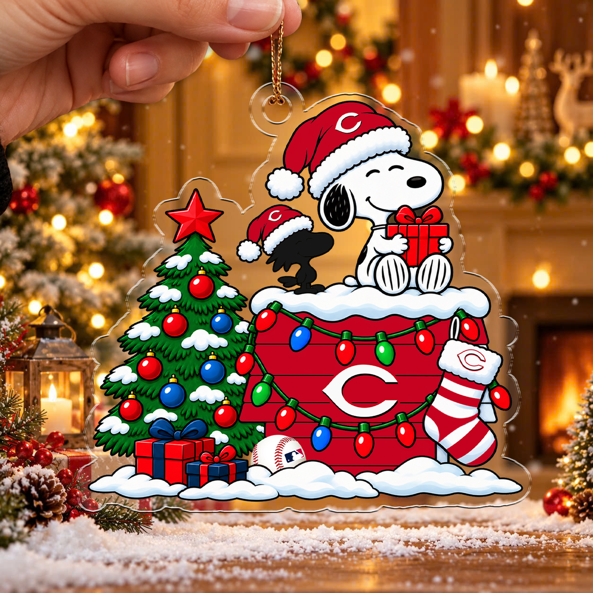 MEGA SALE - NEW CUSTOMIZED MLB05 CRS CINCINNATI REDS CHRISTMAS ACRYLIC ORNAMENT