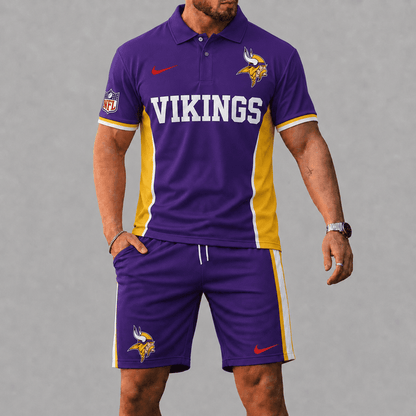 SPECIAL EDITION - NEW CUSTOMIZED | NFL05 MVK MINNESOTA VIKINGS POLO SHIRT & SHORT PANTS SET