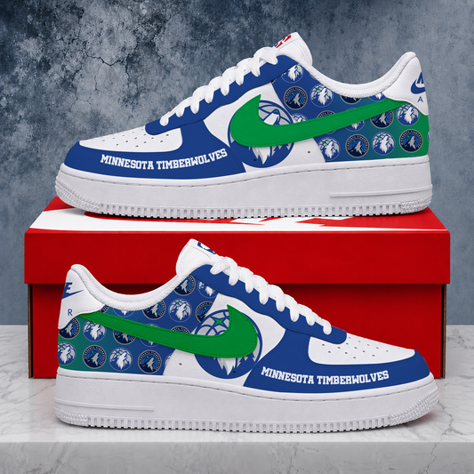 ELITE EDITION - NEW CUSTOMIZED NBA05 MTW MINNESOTA TIMBERWOLVES AF1 SNEAKERS