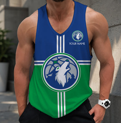 FINAL SALE - NEW CUSTOMIZED NBA05 MTW MINNESOTA TIMBERWOLVES MEN'S TANK TOP