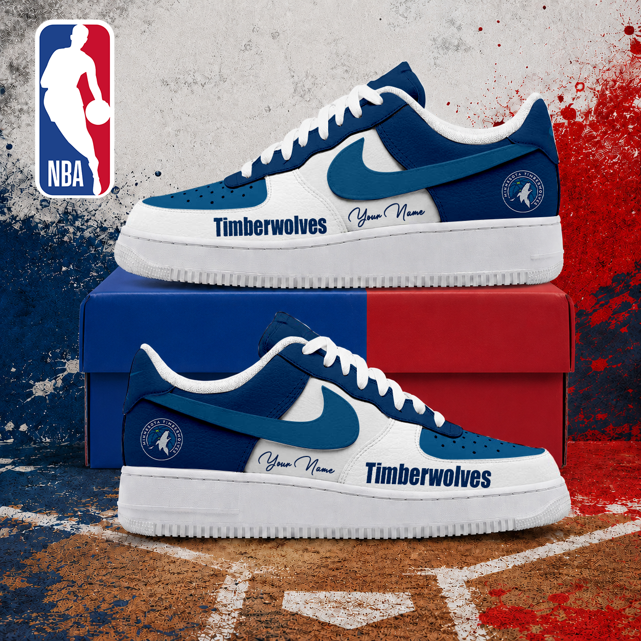 FINAL SALE - NEW CUSTOMIZED NBA05 MTW MINNESOTA TIMBERWOLVES AF1 SNEAKERS