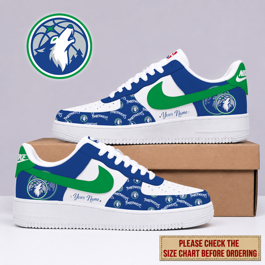 ELITE EDITION - NEW CUSTOMIZED NBA05 MTW MINNESOTA TIMBERWOLVES AF1 SNEAKERS