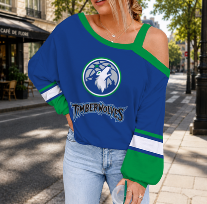 FINAL SALE - NEW CUSTOMIZED NBA05 MTW MINNESOTA TIMBERWOLVES DROP SHOULDER SWEATSHIRT
