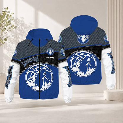 FLASH SALE - NEW CUSTOMIZED NBA05 MTW MINNESOTA TIMBERWOLVES WINDBREAKER JACKET