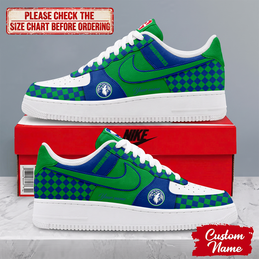 ELITE EDITION - NEW CUSTOMIZED NBA05 MTW MINNESOTA TIMBERWOLVES AF1 SNEAKERS