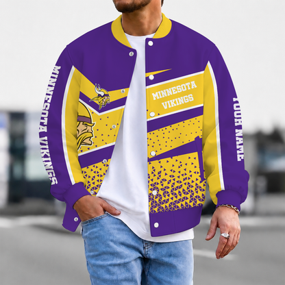 LIMITED EDITION - NEW CUSTOMIZED NFL05 MVK MINNESOTA VIKINGS SATIN VARSITY & BASEBALL JACKET