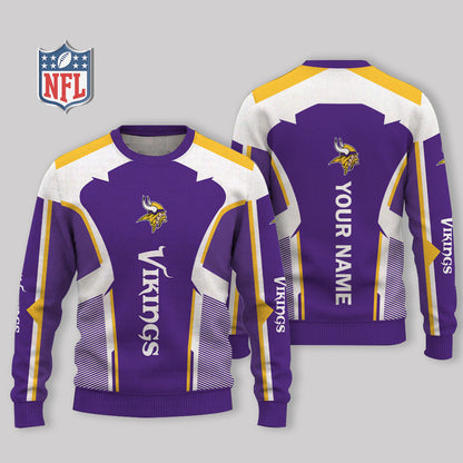 LIMITED EDITION - NEW CUSTOMIZED NFL05 MVK MINNESOTA VIKINGS UGLY SWEATER