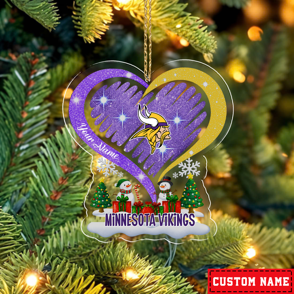 LIMITED EDITION - NEW CUSTOMIZED NFL05 MVK MINNESOTA VIKINGS CHRISTMAS ACRYLIC ORNAMENT