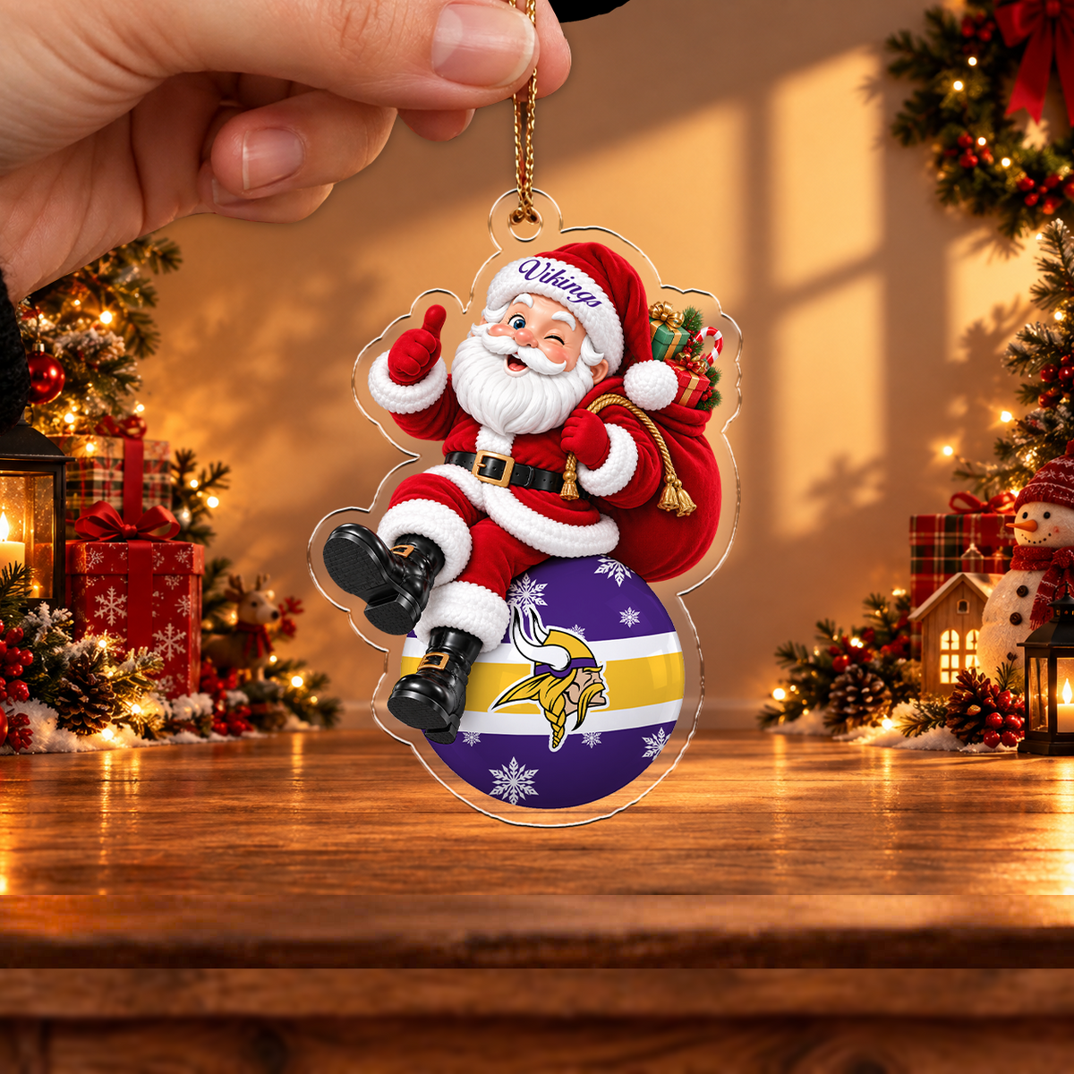 VIRAL EDITION - NEW CUSTOMIZED NFL05 MVK MINNESOTA VIKINGS CHRISTMAS ACRYLIC ORNAMENT