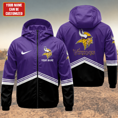 LIMITED EDITION - NEW CUSTOMIZED NFL05 MVK MINNESOTA VIKINGS UNISEX WINDBREAKER JACKET