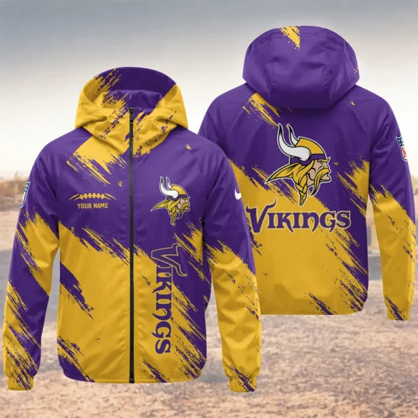 LIMITED EDITION - NEW CUSTOMIZED NFL05 MVK MINNESOTA VIKINGS WINDBREAKER JACKET