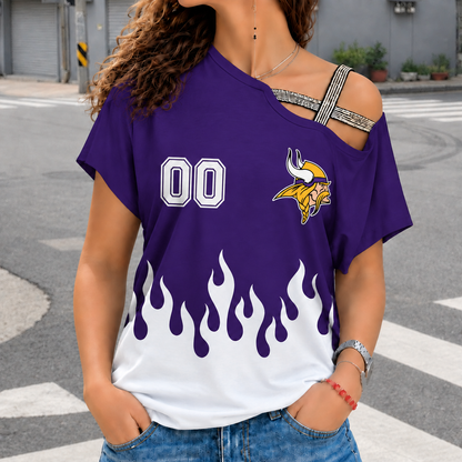 LIMITED EDITION - NEW CUSTOMIZED NFL05 MVK MINNESOTA VIKINGS WOMEN'S SHOULDER SHIRT