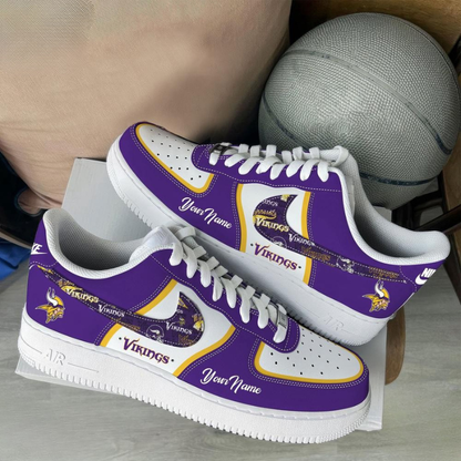 LIMITED EDITION - NEW CUSTOMIZED NFL05 MVK MINNESOTA VIKINGS AF1 SNEAKERS