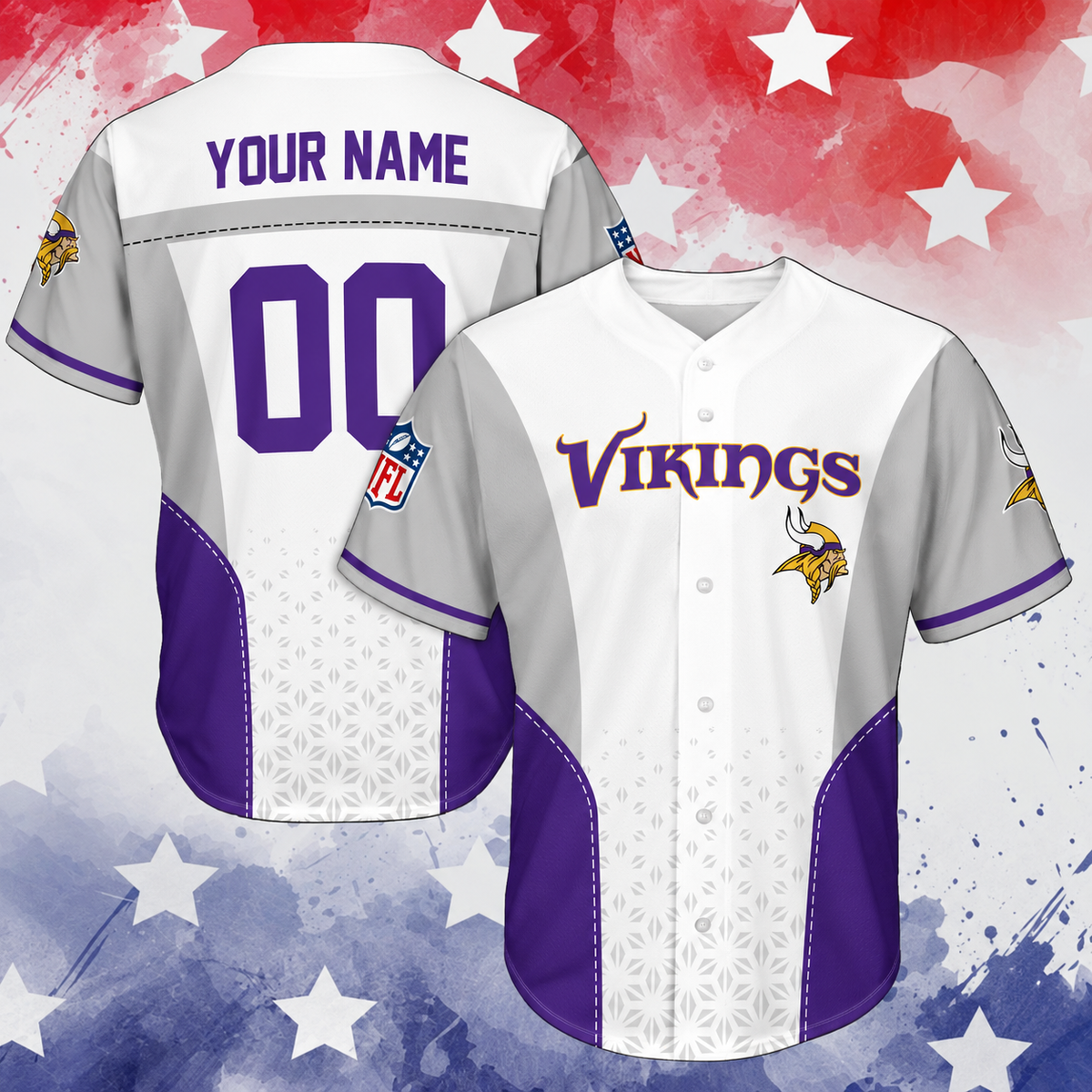 VIRAL EDITION - NEW CUSTOMIZED NFL05 MVK MINNESOTA VIKINGS BASEBALL JERSEY