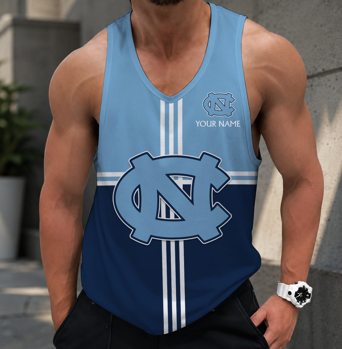 EXCLUSIVE EDTION - NEW CUSTOMIZED NCAA MAM05 NTH NORTH CAROLINA TAR HEELS STRAPPY UNISEX TANK TOP