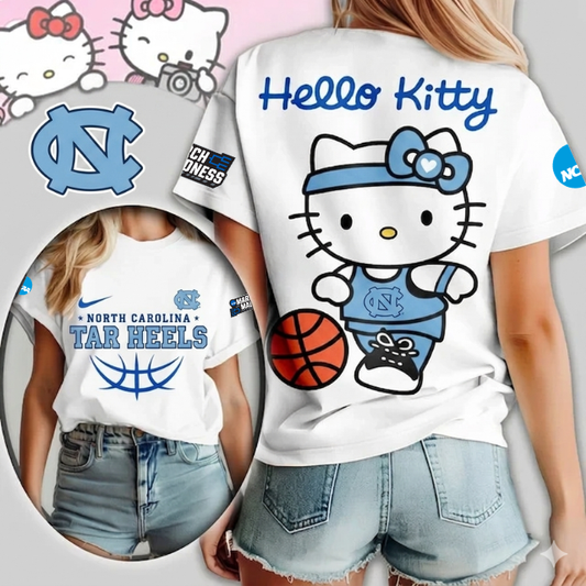 MEGA SALE - NEW CUSTOMIZED NCAA MAM05 NTH NC TAR HEELS HELLO KITTY T-SHIRT, SWEATSHIRT, HOODIE & ZIP HOODIE