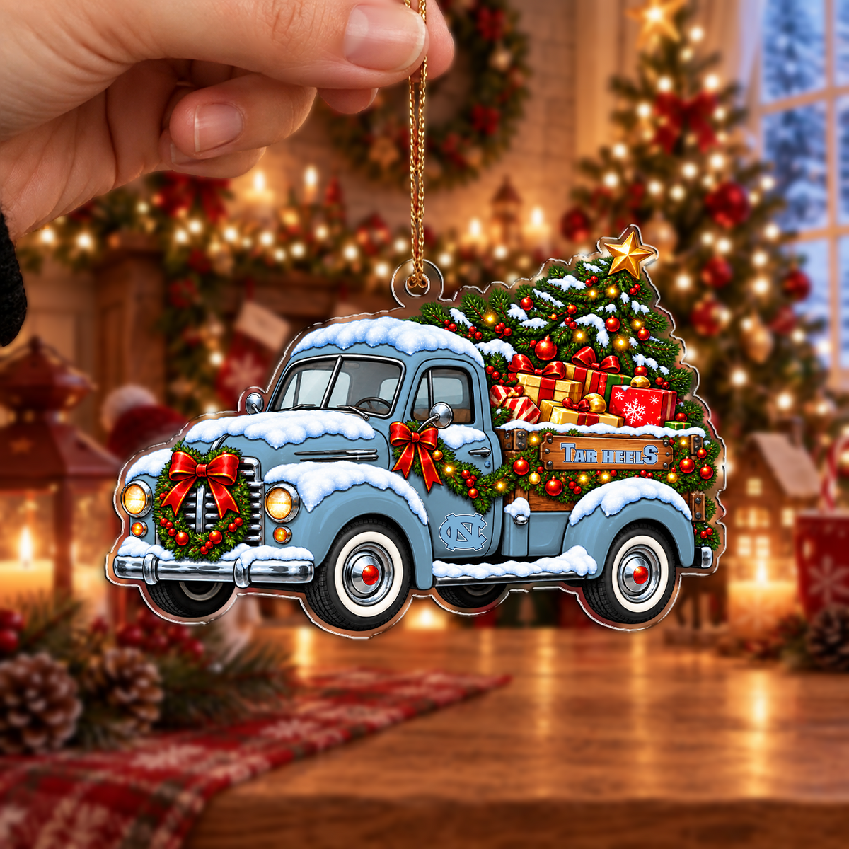 FLASH SALE - NEW CUSTOMIZED NCAA MAM05 NTH NORTH CAROLINA TAR HEELS CHRISTMAS ACRYLIC ORNAMENT