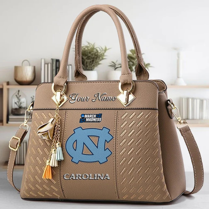 VIRAL EDITON - NEW CUSTOMIZED NCAA MAM05 NTH NC TAR HEELS ZIP HANDBAG MULTICOLOR