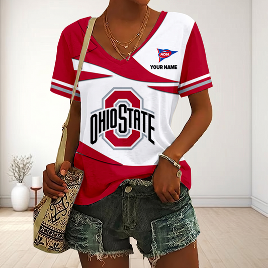 VIRAL EDITON - NEW CUSTOMIZED FBS NCAA05 OSB OS BUCKEYES V-NECK FEMALE SHIRT