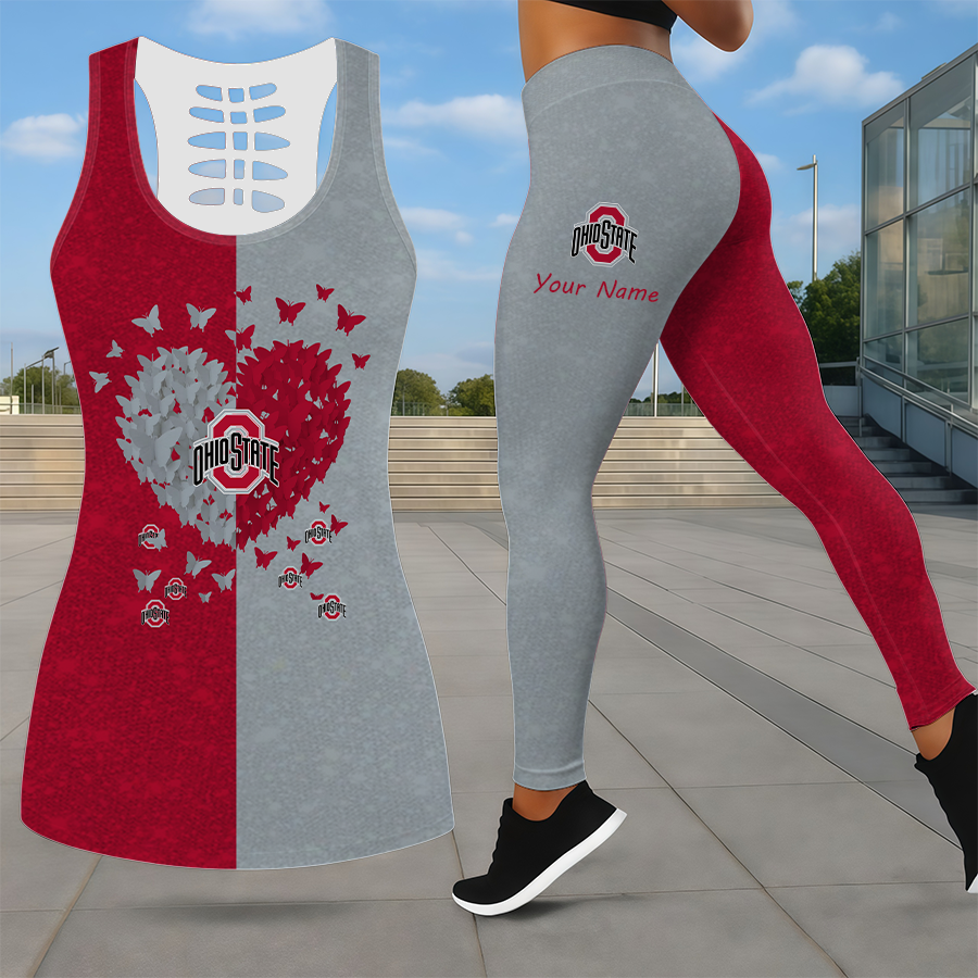 LIMITED EDITION - NEW CUSTOMIZED NCAA FBS05 OSB OHIO STATE BUCKEYES LEGGINGS & HOLLOW TANK TOP SET