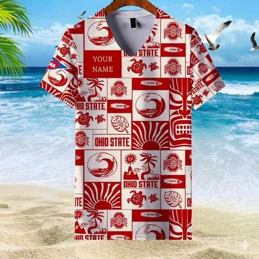 LIMITED EDITION - NEW CUSTOMIZED FBS NCAA05 OSB OS BUCKEYES V-NECK FEMALE SHIRT