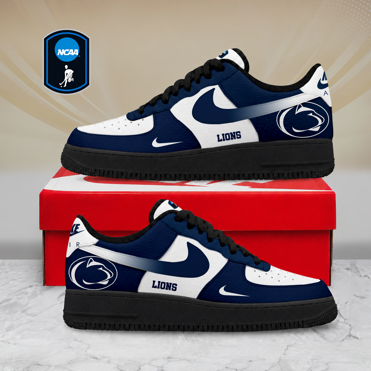 LIMITED EDITION - NEW CUSTOMIZED NCAA CFH05 PNL PENN STATE NITTANY LIONS AF1 SHOES