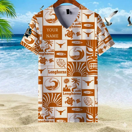 LIMITED EDITION - NEW CUSTOMIZED NCAA CWS05 TXL TX LONGHORNS V-NECK FEMALE SHIRT