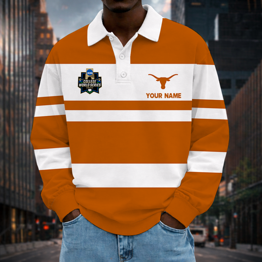 MEGA SALE - NEW CUSTOMIZED CWS NCAA05 TXL TX LONGHORNS UNISEX LONG SLEEVE POLO