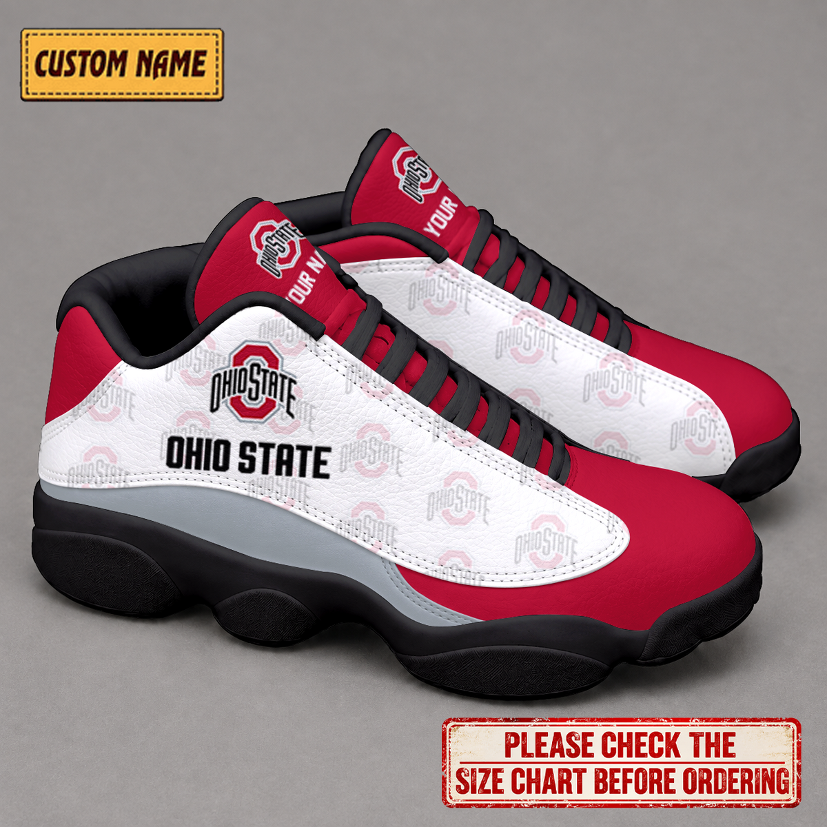 LIMITED EDITION - NEW CUSTOMIZED NCAA FBS05 OSB OHIO STATE BUCKEYES AIR JORDAN 13 LOW TOP SNEAKER