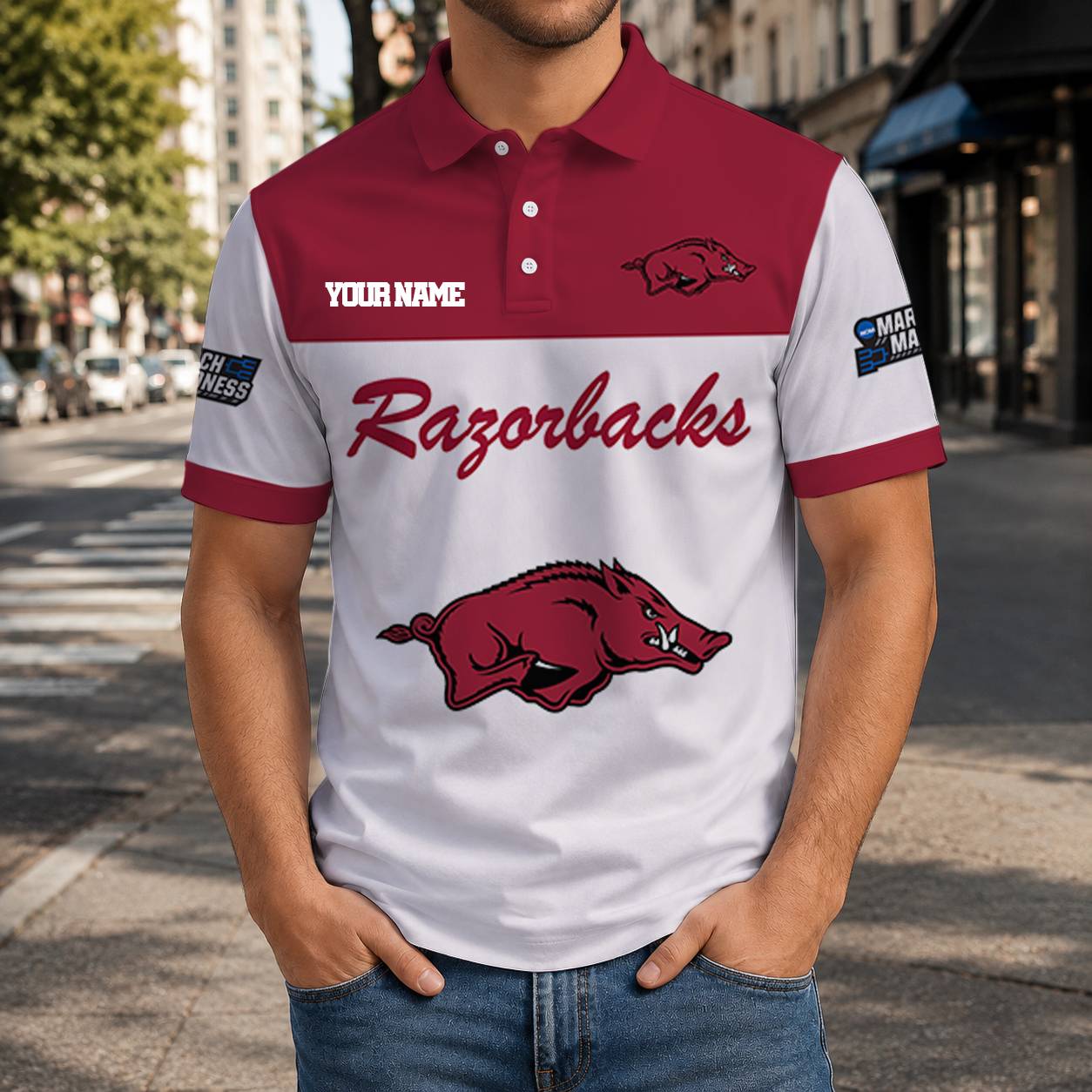 HOT DEAL - NEW CUSTOMIZED NCAA MAM06 AKR ARKANSAS RAZORBACKS T-SHIRT, POLO SHIRT, ZIP POLO SHIRT, SWEATSHIRT, HOODIE & ZIP HOODIE