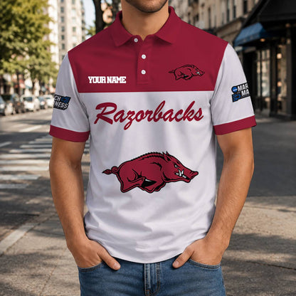 HOT DEAL - NEW CUSTOMIZED NCAA MAM06 AKR ARKANSAS RAZORBACKS T-SHIRT, POLO SHIRT, ZIP POLO SHIRT, SWEATSHIRT, HOODIE & ZIP HOODIE