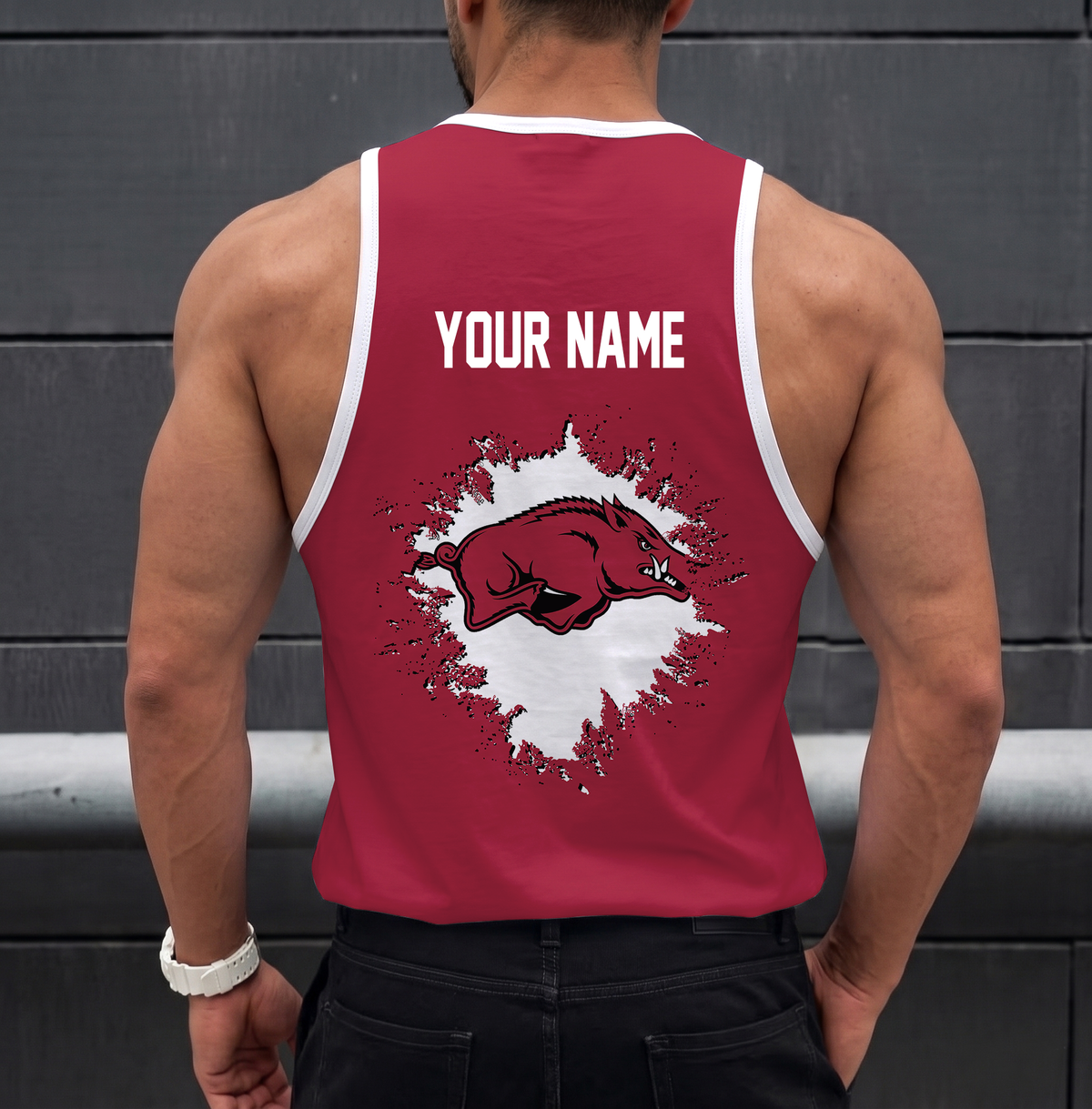 EXCLUSIVE EDTION - NEW CUSTOMIZED NCAA MAM06 AKR ARKANSAS RAZORBACKS STRAPPY UNISEX TANK TOP