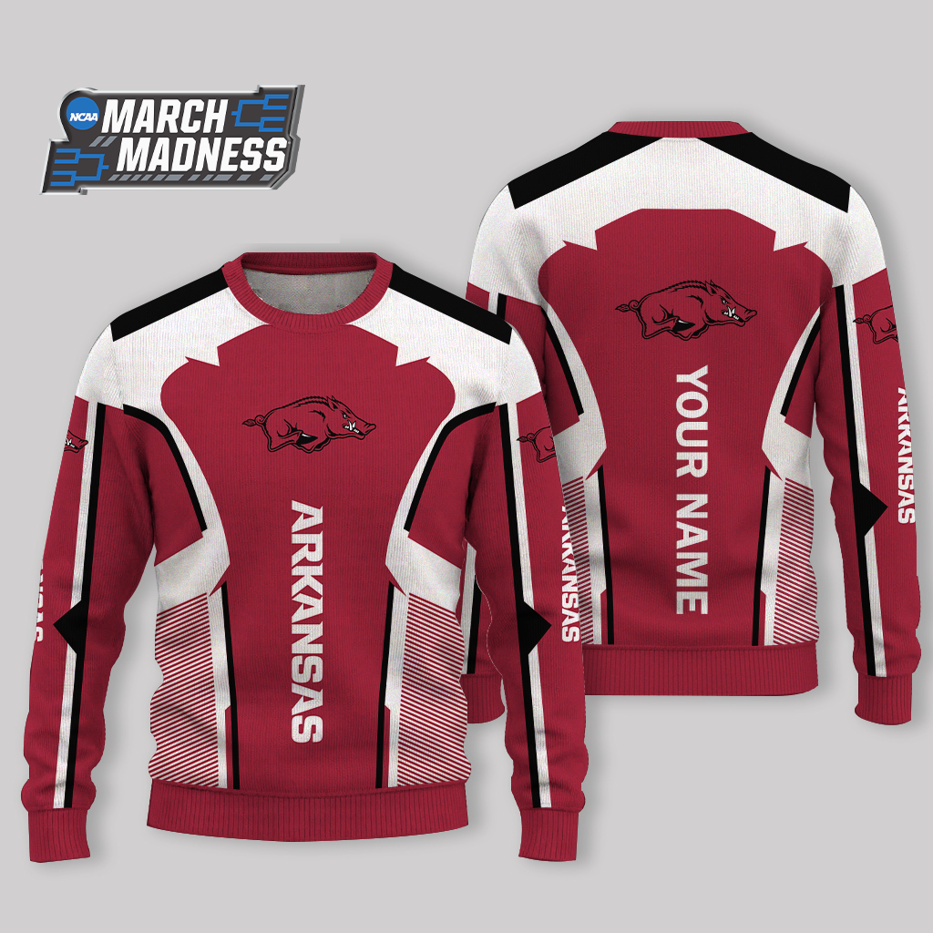 LIMITED EDITION - NEW CUSTOMIZED NCAA MAM06 AKR ARKANSAS RAZORBACKS UGLY SWEATER
