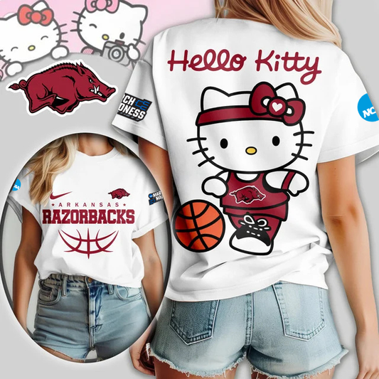 MEGA SALE - NEW CUSTOMIZED NCAA MAM06 AKR AK RAZORBACKS HELLO KITTY T-SHIRT, SWEATSHIRT, HOODIE & ZIP HOODIE