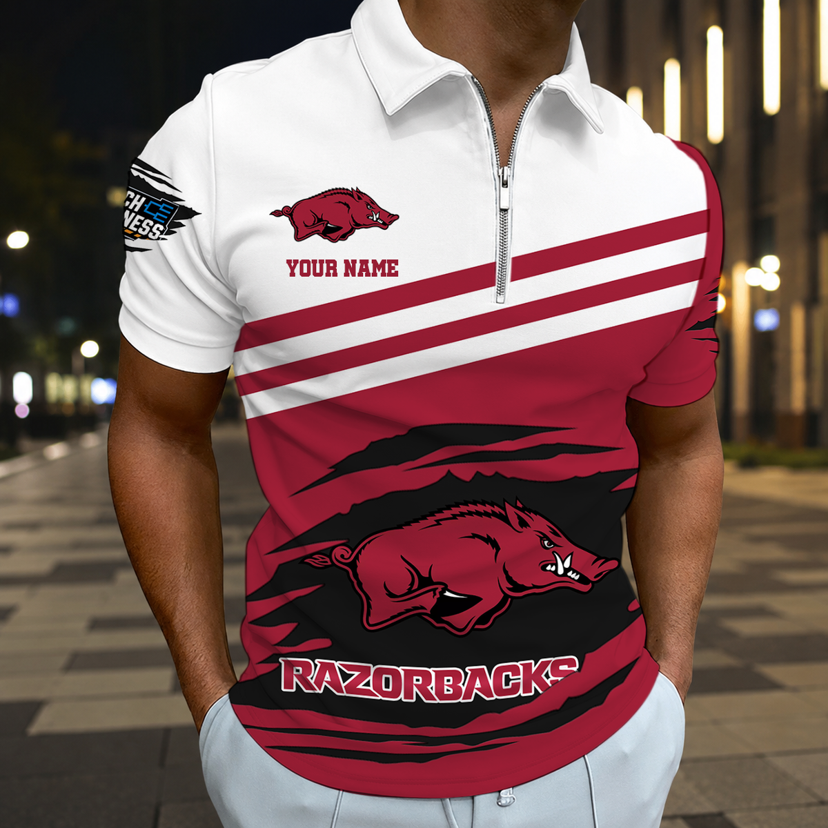 EXCLUSIVE EDITION - NEW CUSTOMIZED NCAA MAM06 AKR ARKANSAS RAZORBACKS T-SHIRT, POLO SHIRT, ZIP POLO SHIRT, SWEATSHIRT, HOODIE & ZIP HOODIE