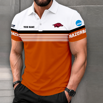 LIMITED EDITION - NEW CUSTOMIZED NCAA MAM06 AKR ARKANSAS RAZORBACKS POLO SHIRT