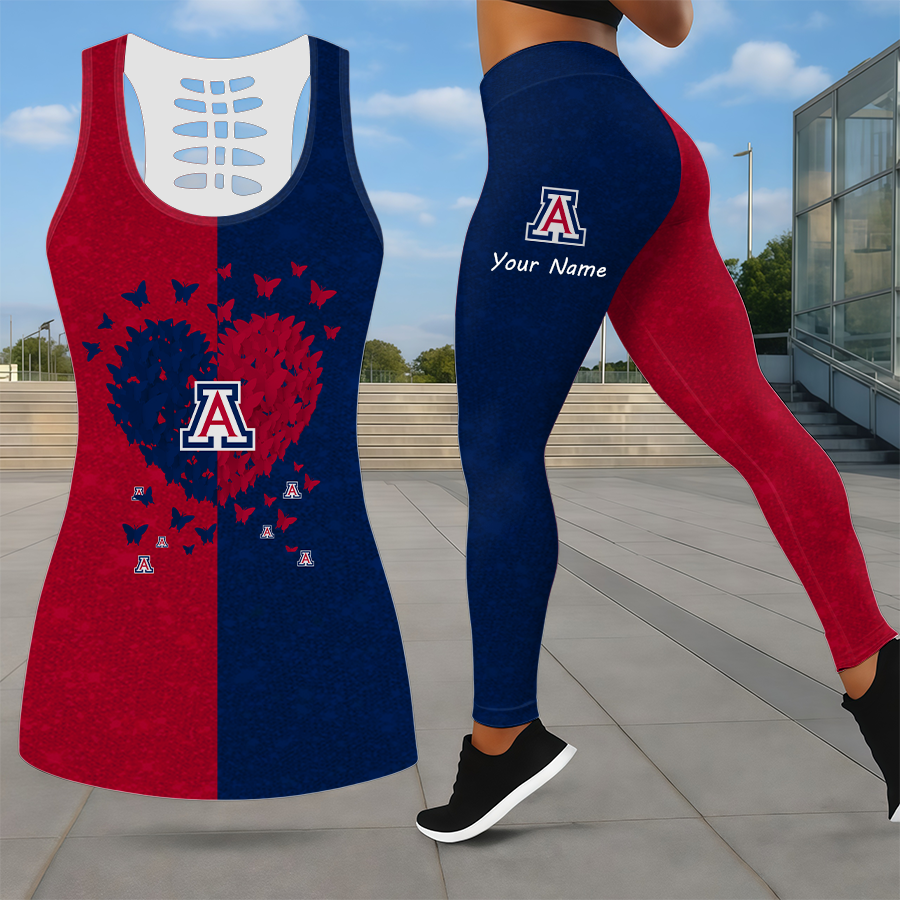 LIMITED EDITION - NEW CUSTOMIZED NCAA CWS06 ARW ARIZONA WILDCATS LEGGINGS & HOLLOW TANK TOP SET