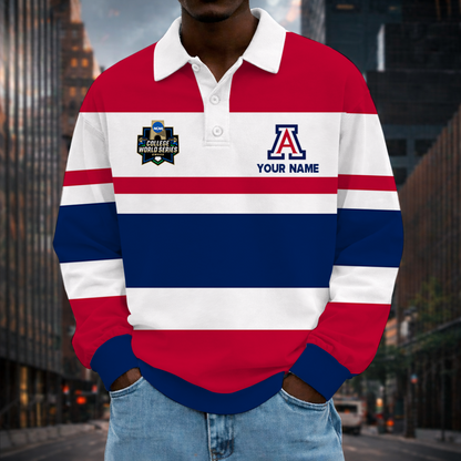 MEGA SALE - NEW CUSTOMIZED CWS NCAA06 ARW AR WILCATS UNISEX LONG SLEEVE POLO