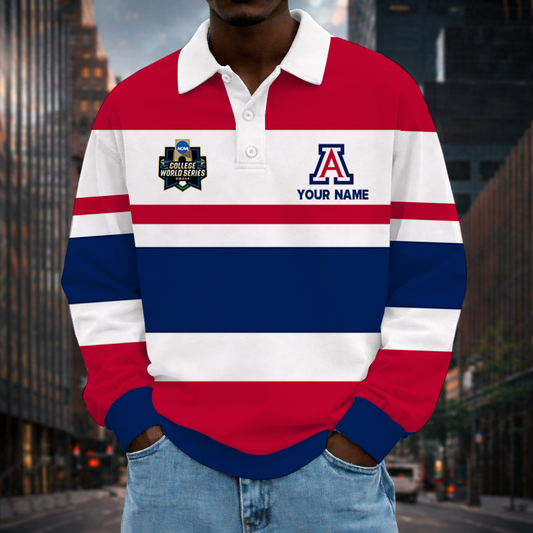 MEGA SALE - NEW CUSTOMIZED CWS NCAA06 ARW AR WILCATS UNISEX LONG SLEEVE POLO