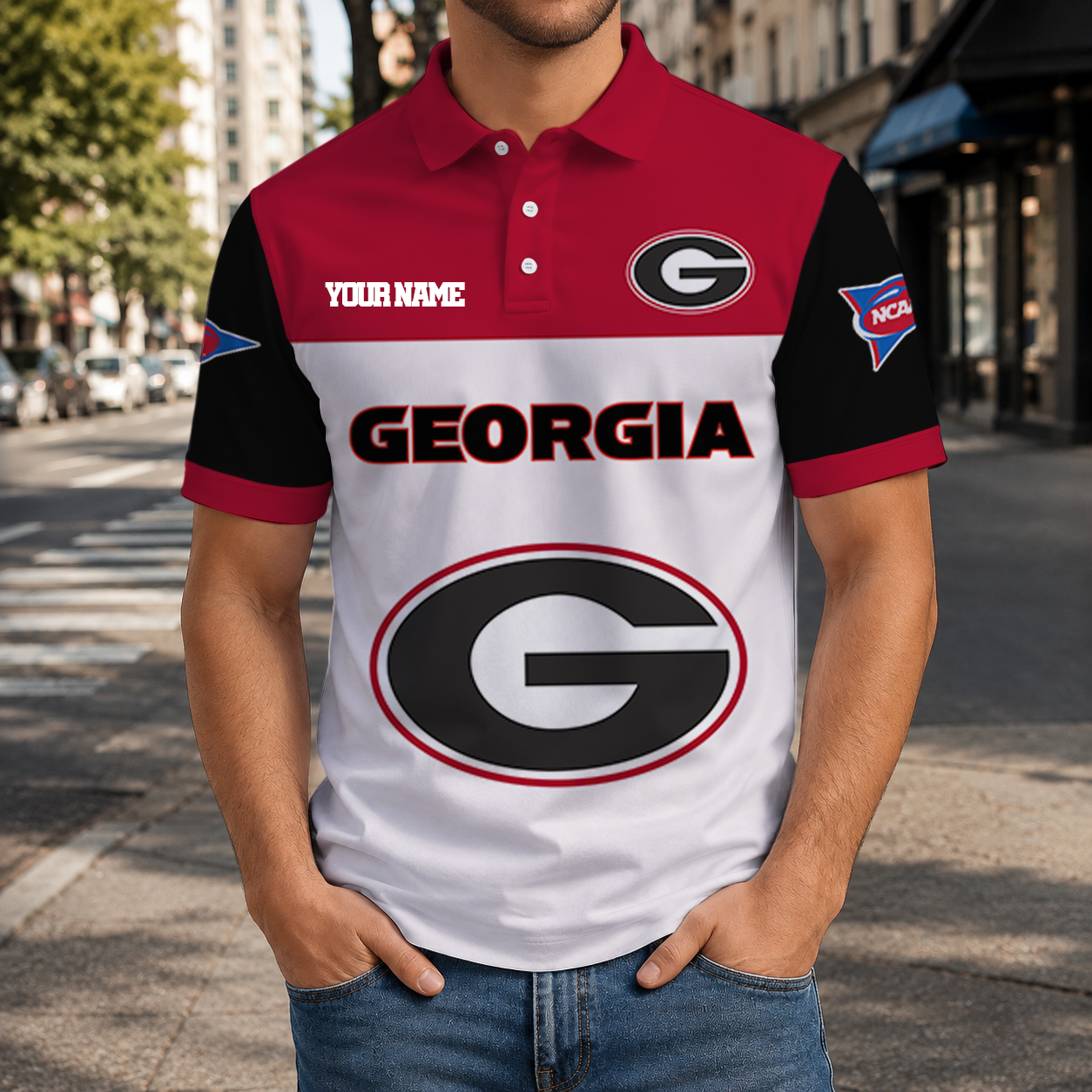 ELITE EDITION- NEW CUSTOMIZED NCAA FBS06 GEB GEORGIA BULLDOGS POLO SHIRT, ZIP POLO SHIRT & T-SHIRTS