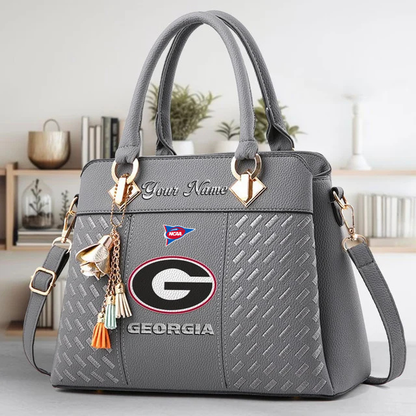 LIMITED EDITION - NEW CUSTOMIZED NCAA FBS06 GEB GE BULLGOGS ZIP HANDBAG MULTICOLOR